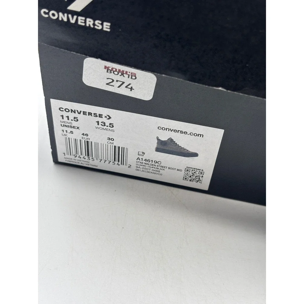 Converse CTAS Malden Street Boot Shoes Mens Size 11.5 Taupe Black A14619C
